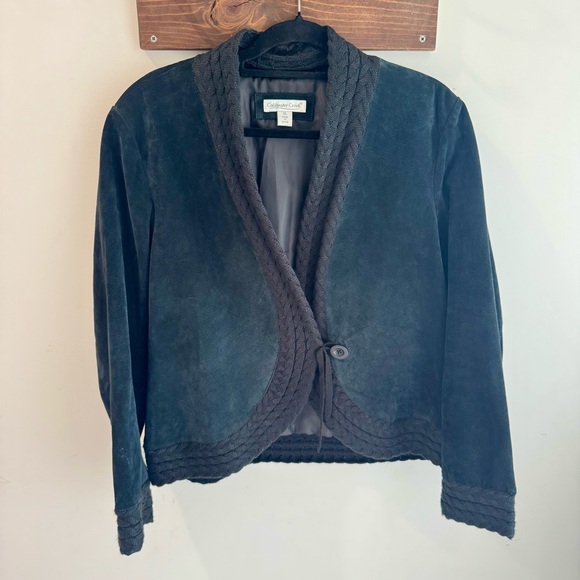 Coldwater Creek Jackets & Blazers - Vintage Coldwater Creek Black Suede Braided Wool Blend Jacket XL